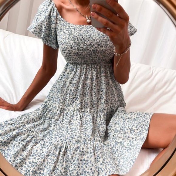 MODA ME COUTURE Dresses & Skirts - ditsy Floral Frill Shirred Dress